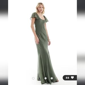 ASOS DESIGN Tall Flutter Sleeve Scoop Neck Bias Panelled Maxi Dress Size 10